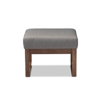 Baxton Studio BBT5200-Grey Yashiya Mid-century Retro Modern Grey Fabric Upholstered Ottoman Stool